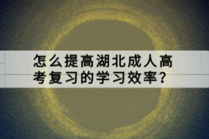 怎么提高湖北成人高考復(fù)習(xí)的學(xué)習(xí)效率？