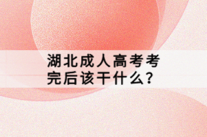 湖北成人高考考完后該干什么？