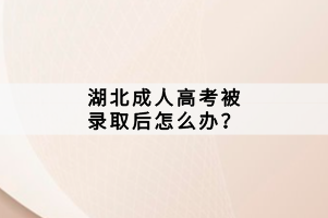 湖北成人高考被錄取后怎么辦？