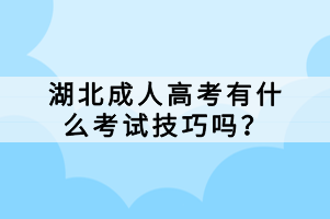 湖北成人高考有什么考試技巧嗎？