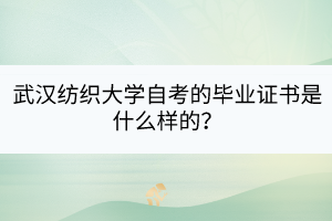 武漢紡織大學自考的畢業(yè)證書是什么樣的？