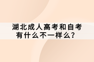 湖北成人高考和自考有什么不一樣么？