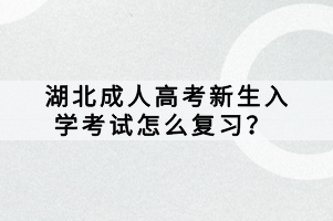 湖北成人高考新生入學(xué)考試怎么復(fù)習(xí)？