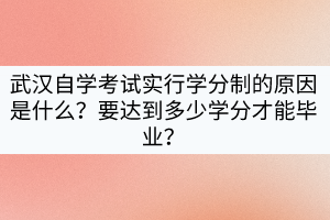 武漢自學考試實行學分制的原因是什么？要達到多少學分才能畢業(yè)？