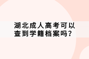 湖北成人高考可以查到學(xué)籍檔案嗎？