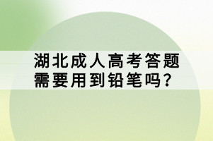 湖北成人高考答題需要用到鉛筆嗎？