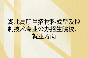 湖北高職單招材料成型及控制技術(shù)專業(yè)