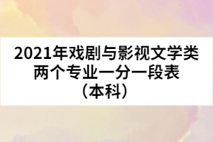 2021年戲劇與影視文學(xué)類兩個專業(yè)一分一段表（本科） 