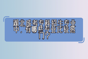 湖北成考?？普猩鷮I(yè)中，有哪些專業(yè)比較熱門？