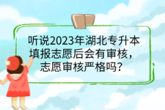 聽說2023年湖北專升本填報志愿后會有審核，志愿審核嚴格嗎？