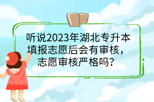 聽說(shuō)2023年湖北專升本填報(bào)志愿后會(huì)有審核，志愿審核嚴(yán)格嗎？