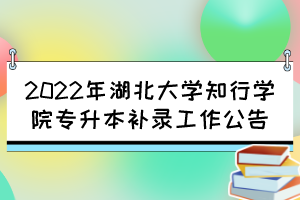 2022年湖北大學(xué)知行學(xué)院專升本補錄工作公告