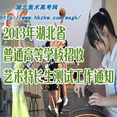 2013年湖北學校招收藝術特長生測試工作公告