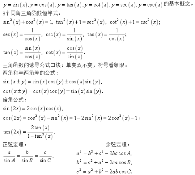 2019年湖北成考數(shù)學(xué)三角函數(shù)講解