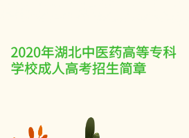 2020年湖北中醫(yī)藥高等專科學(xué)校成人高考招生簡章