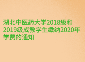 湖北中醫(yī)藥大學2018級和2019級成教學生繳納2020年學費的通知