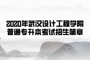 2020年武漢設(shè)計工程學(xué)院普通專升本考試招生簡章