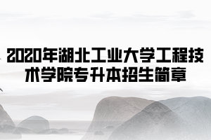 2020年湖北工業(yè)大學工程技術學院專升本招生簡章