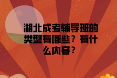 湖北成考輔導班的類型有哪些？有什么內容？