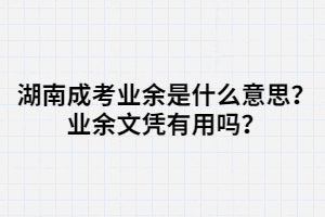 湖南成考業(yè)余是什么意思？業(yè)余文憑有用嗎？