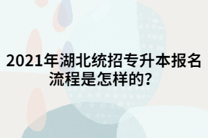 2021年湖北統(tǒng)招專(zhuān)升本報(bào)名流程是怎樣的？