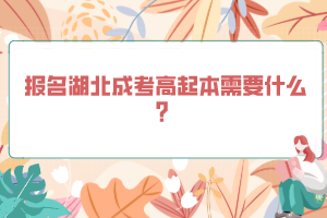 報名湖北成考高起本需要什么？