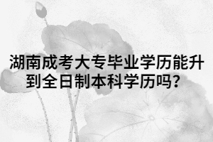 湖南成考大專畢業(yè)學歷能升到全日制本科學歷嗎？