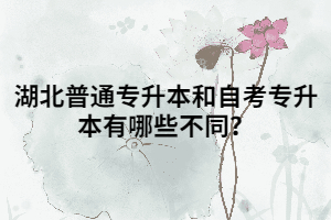 湖北普通專升本和自考專升本有哪些不同？