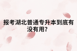 報(bào)考湖北普通專升本到底有沒(méi)有用？