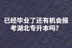 已經(jīng)畢業(yè)了還有機(jī)會(huì)報(bào)考湖北專升本嗎？