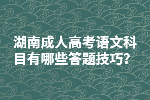 湖南成人高考語文科目有哪些答題技巧？