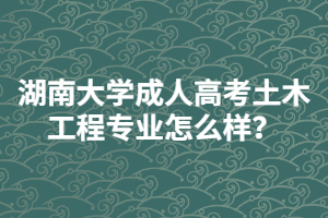 湖南大學(xué)成人高考土木工程專業(yè)怎么樣？