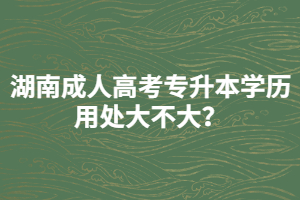 湖南成人高考專升本學(xué)歷用處大不大？