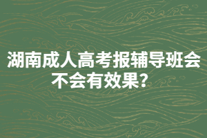 湖南成人高考報輔導班會不會有效果？