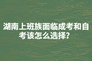 湖南上班族面臨成考和自考該怎么選擇？