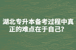 湖北專升本備考過程中真正的難點在于自己？
