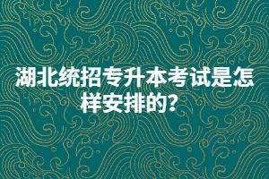 湖北統(tǒng)招專升本考試是怎樣安排的？