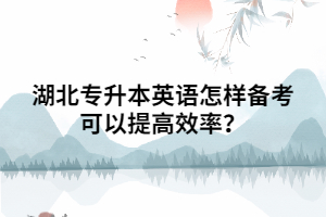 湖北專升本英語怎樣備考可以提高效率?