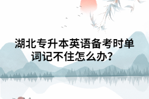 湖北專升本英語備考時單詞記不住怎么辦？