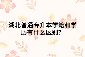 湖北普通專升本學(xué)籍和學(xué)歷有什么區(qū)別？