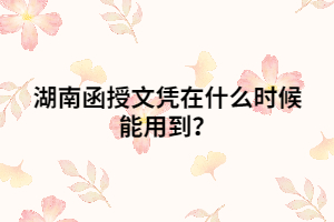 湖南函授文憑在什么時候能用到？