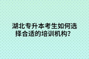 湖北專升本考生如何選擇合適的培訓(xùn)機(jī)構(gòu)？