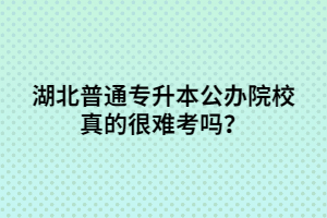 湖北普通專升本公辦院校真的很難考嗎？