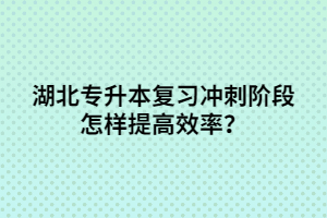 湖北專升本復(fù)習(xí)沖刺階段怎樣提高效率？