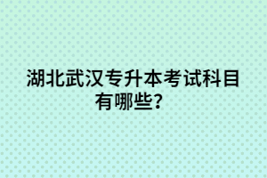 湖北武漢專升本考試科目有哪些？