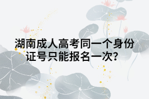 湖南成人高考同一個身份證號只能報名一次？