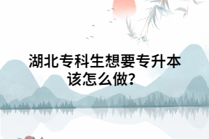 湖北專科生想要專升本該怎么做？