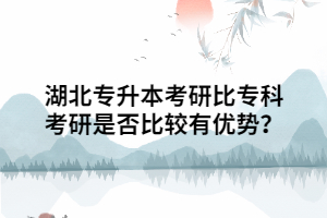 湖北專升本考研相比?？瓶佳惺欠癖容^有優(yōu)勢？