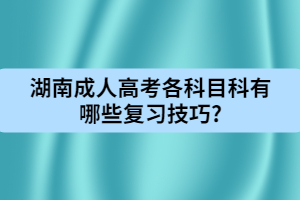 湖南成人高考各科目科有哪些復習技巧?