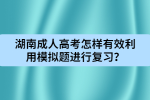 湖南成人高考怎樣有效利用模擬題進行復(fù)習(xí)？